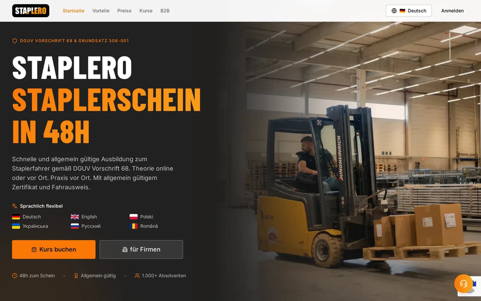 Strona główna Staplero: Staplerschein in 48h