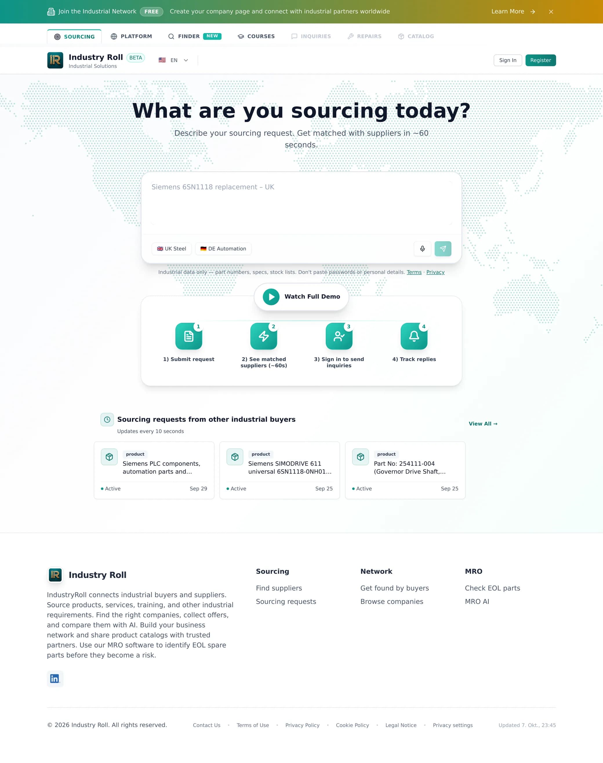 IndustryRoll: What are you sourcing today? Wyszukiwarka dostawców z AI