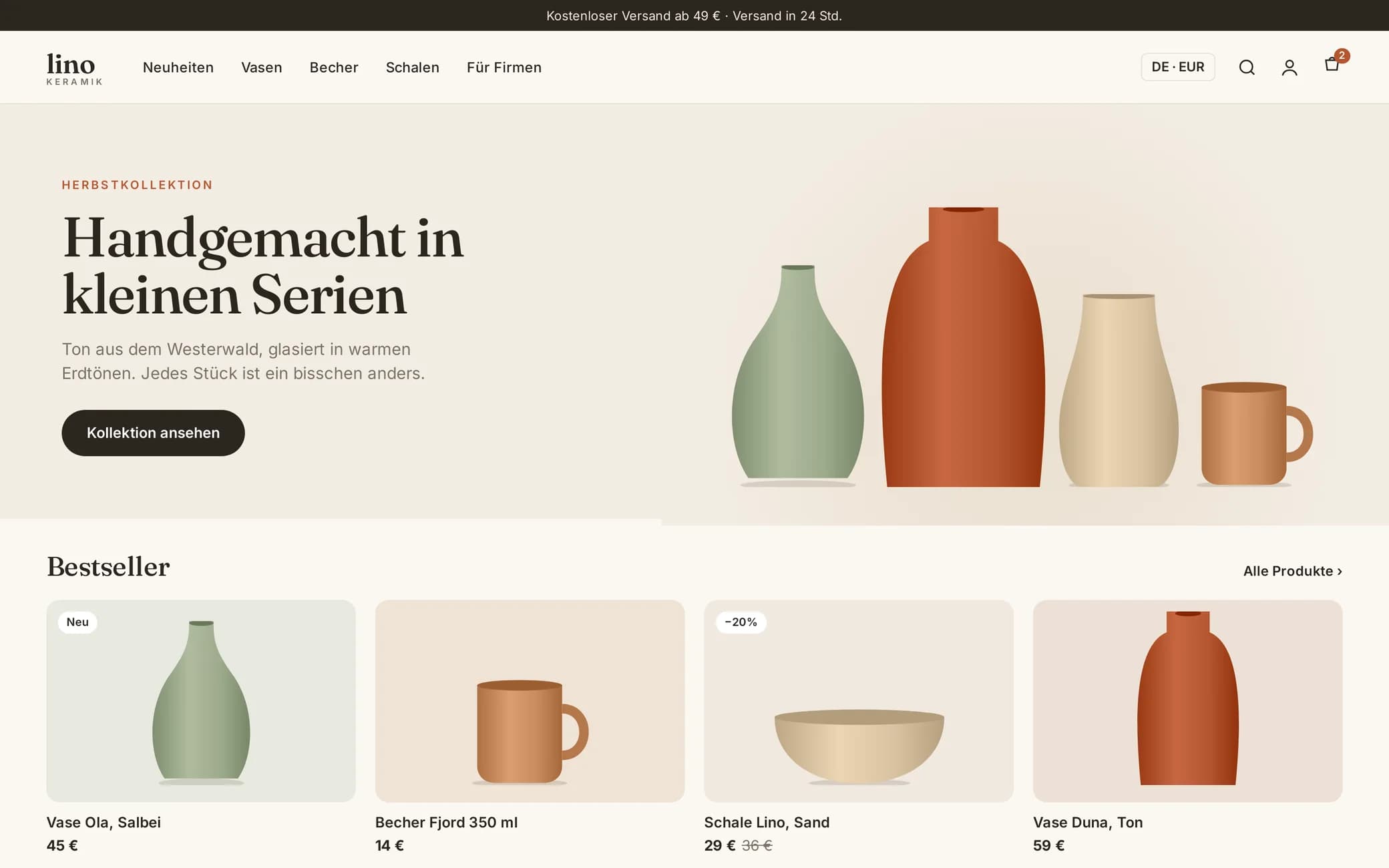 Onlineshop für Keramik auf dem MacBook: Kollektion und Bestseller